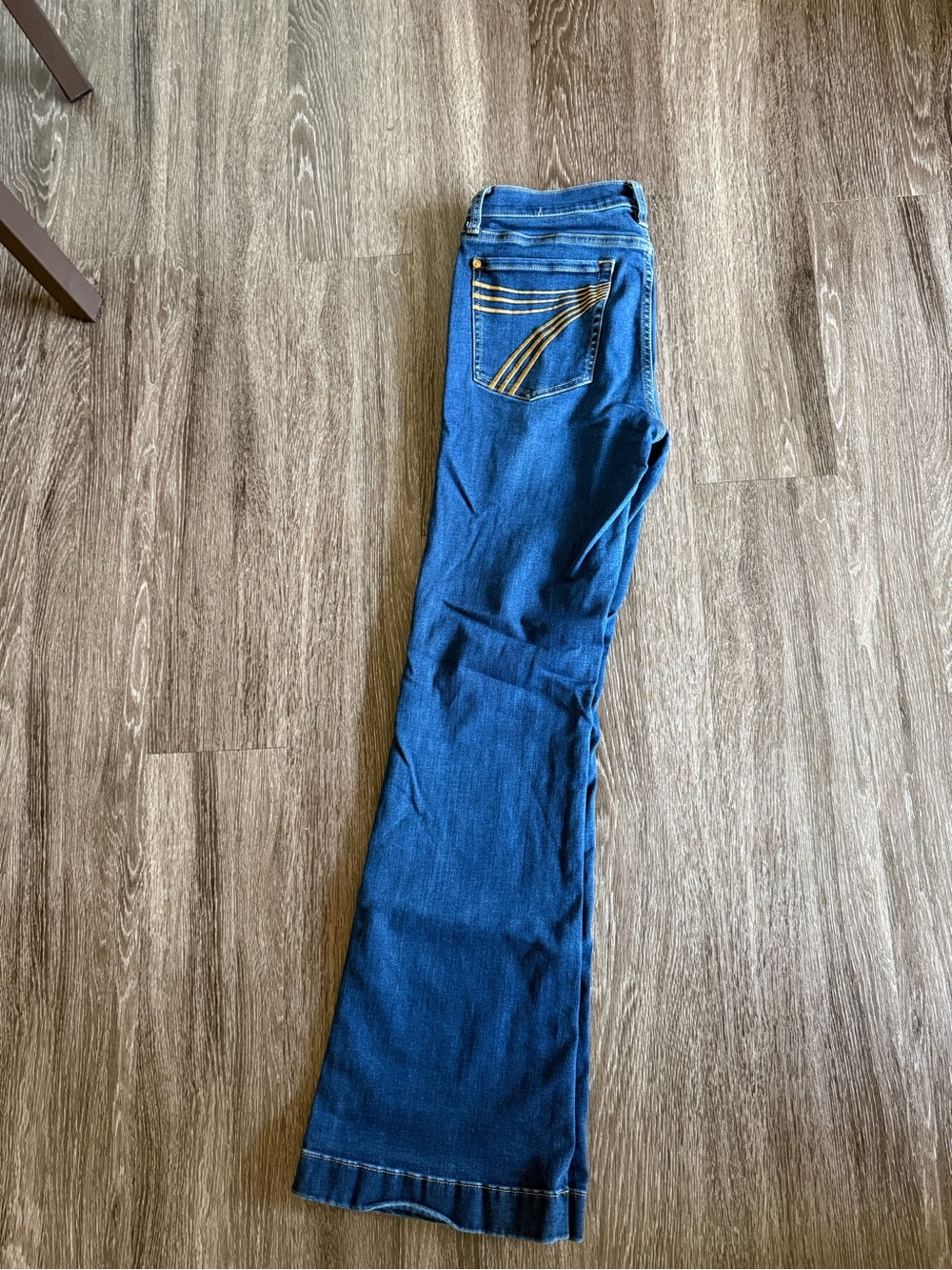 7 For All Mankind Blue Flare Jeans with Striped Back Pocket